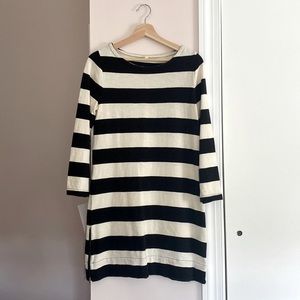 J Crew Black and White Striped Dress with Gold Zipper detail